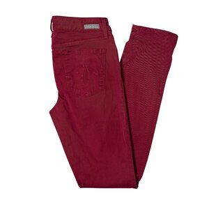 Anthro Level 99 Lily Skinny Straight Ruby Red Wash Jeans Women's Size 28